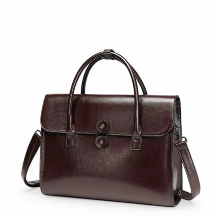 Dark Brown Leather Briefcase – Elegant & Spacious Work Bag
