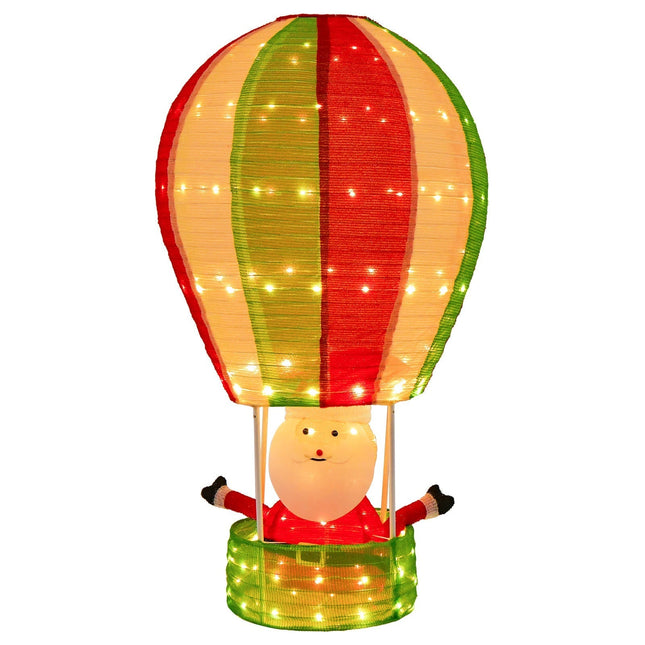 Christmas Hot Air Balloon Decoration 30" x 30" x 53" – Red & Green Holiday Balloon for Indoor/Outdoor Display