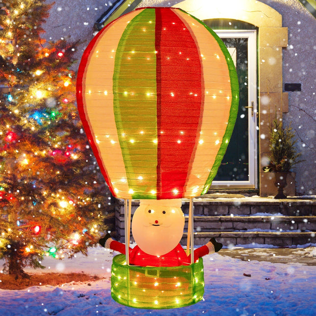 Christmas Hot Air Balloon Decoration 30" x 30" x 53" – Red & Green Holiday Balloon for Indoor/Outdoor Display