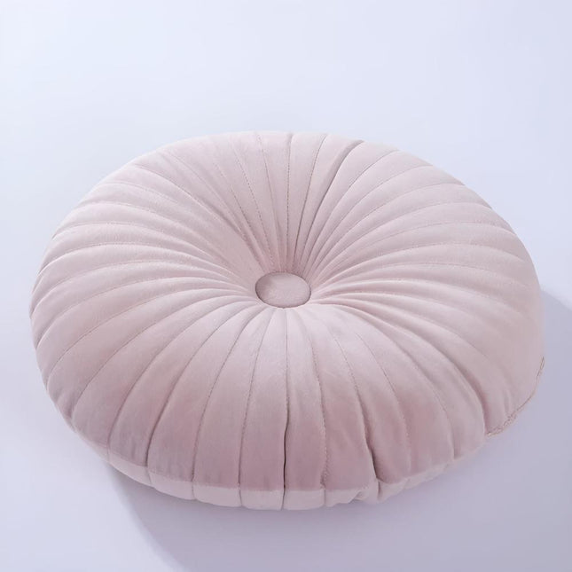 Round Velvet Decorative Cushion – Plush Pleated Throw Pillow in Multiple Trendy Colours