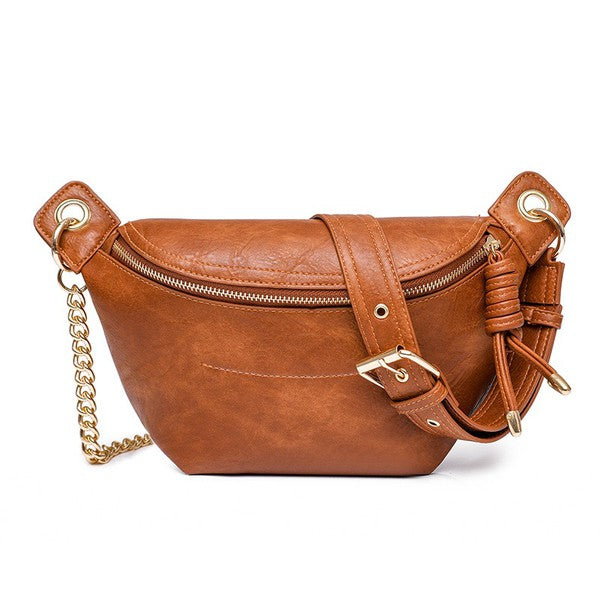 Vegan Leather Convertible Crossbody & Belt Bag – Minimalist, Adjustable Strap, Secure Closure
