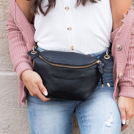 Vegan Leather Convertible Crossbody & Belt Bag – Minimalist, Adjustable Strap, Secure Closure