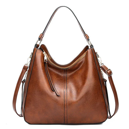 Spacious Luxe Vegan Leather Shoulder Bag – Comfortable Daily Tote with Multiple Pockets