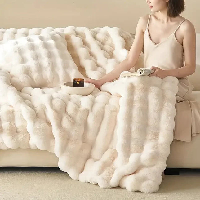 Luxury Reversible Faux Fur Throw Blanket 59" x 79" – Ultra-Soft, Cozy & Machine Washable