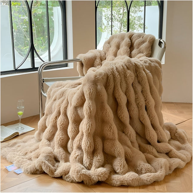 Cozy Fluffy Fleece Throw Blanket 59" x 79" – Ultra-Soft, Warm & Stylish Accent for Home Decor