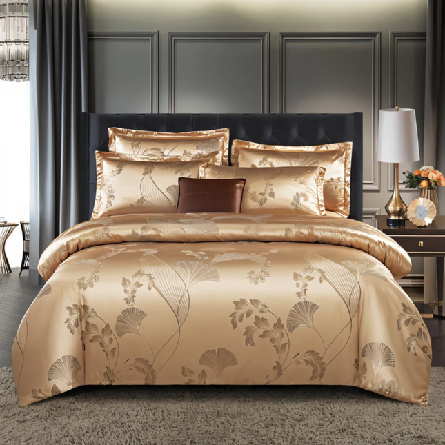 Luxury Satin Duvet Cover Set 90" x 90" – Silky Soft, Breathable Bedding with Elegant Jacquard Design