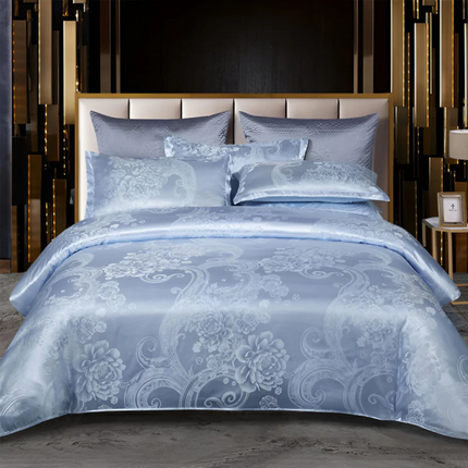 Luxury Satin Duvet Cover Set 90" x 90" – Silky Soft, Breathable Bedding with Elegant Jacquard Design
