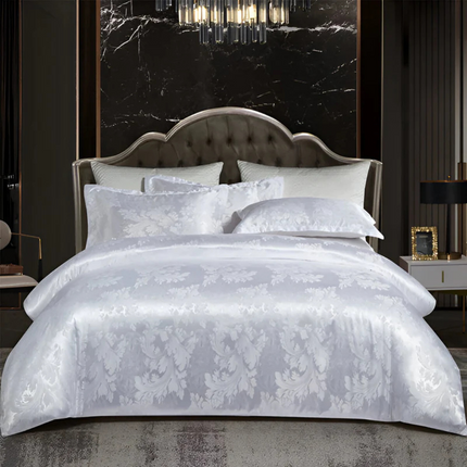 Luxury Satin Duvet Cover Set 90" x 90" – Silky Soft, Breathable Bedding with Elegant Jacquard Design