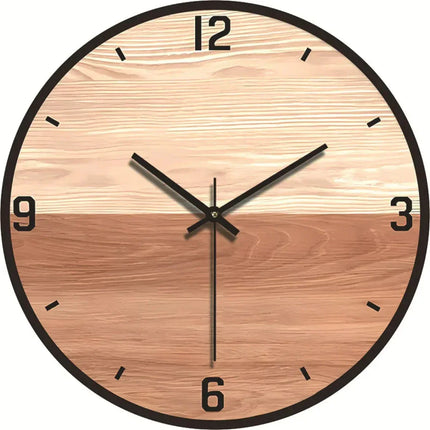 Silent Modern Wall Clock with Wood Effect – Elegant & Minimalist Home Decor for Living Room or Bedroom