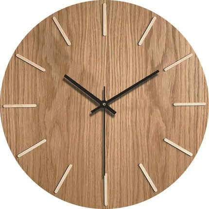 Silent Modern Wall Clock with Wood Effect – Elegant & Minimalist Home Decor for Living Room or Bedroom