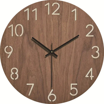 Silent Modern Wall Clock with Wood Effect – Elegant & Minimalist Home Decor for Living Room or Bedroom