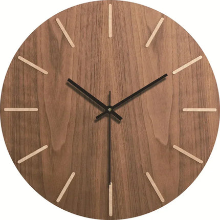 Silent Modern Wall Clock with Wood Effect – Elegant & Minimalist Home Decor for Living Room or Bedroom