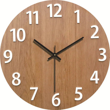 Silent Modern Wall Clock with Wood Effect – Elegant & Minimalist Home Decor for Living Room or Bedroom