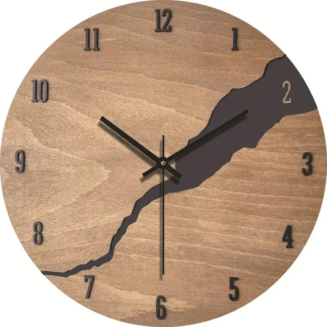 Silent Modern Wall Clock with Wood Effect – Elegant & Minimalist Home Decor for Living Room or Bedroom