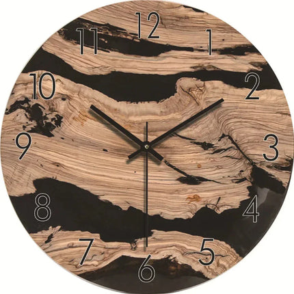 Silent Modern Wall Clock with Wood Effect – Elegant & Minimalist Home Decor for Living Room or Bedroom