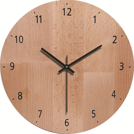 Silent Modern Wall Clock with Wood Effect – Elegant & Minimalist Home Decor for Living Room or Bedroom