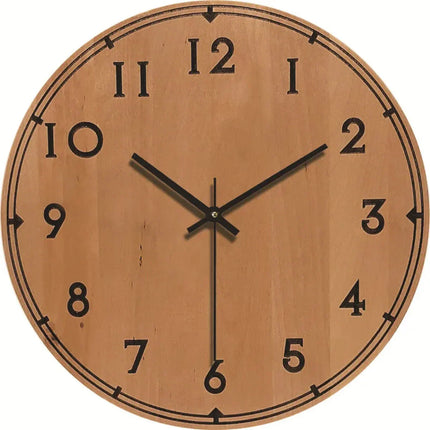 Silent Modern Wall Clock with Wood Effect – Elegant & Minimalist Home Decor for Living Room or Bedroom