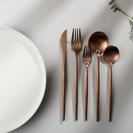 Elegant Gold Stainless Steel Flatware Set – 24-Piece Service for 6 | Dishwasher Safe