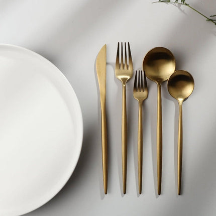 Elegant Gold Stainless Steel Flatware Set – 24-Piece Service for 6 | Dishwasher Safe