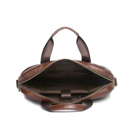 Premium Leather Laptop Bag for Men – 15.6" Briefcase with Padded Compartment & Organizational Features