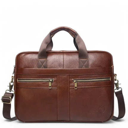 Premium Leather Laptop Bag for Men – 15.6" Briefcase with Padded Compartment & Organizational Features
