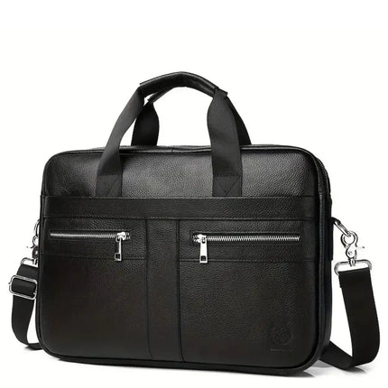 Premium Leather Laptop Bag for Men – 15.6" Briefcase with Padded Compartment & Organizational Features
