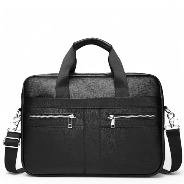 Premium Leather Laptop Bag for Men – 15.6" Briefcase with Padded Compartment & Organizational Features