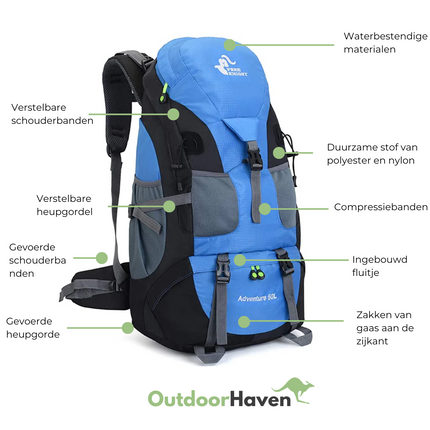 50L Waterproof Hiking Backpack – Durable, Comfortable, Ideal for Outdoor Adventures