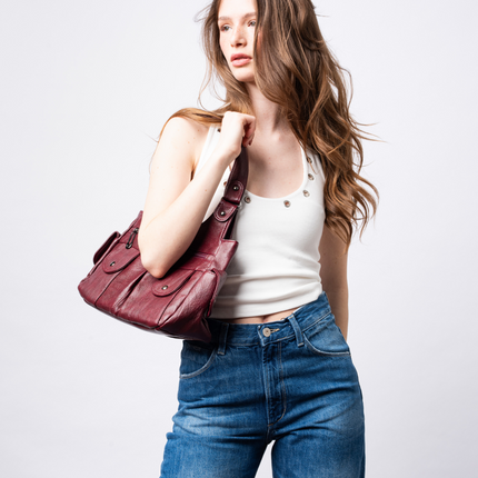 Vegan Leather Shoulder Bag with Multiple Pockets – Practical & Stylish