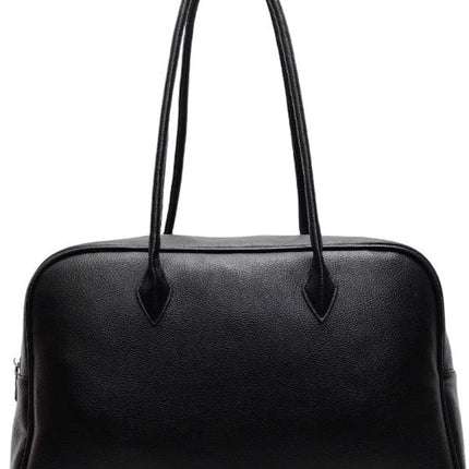 Classic Structured PU Leather Shoulder Bag for Women – Zippered Handbag with Top Handle and Detachable Strap