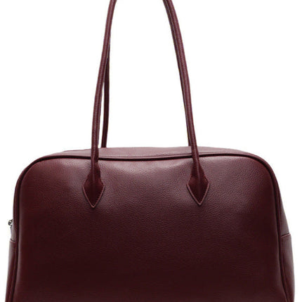 Classic Structured PU Leather Shoulder Bag for Women – Zippered Handbag with Top Handle and Detachable Strap