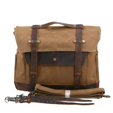 Vintage Motorcycle & Bicycle Bag – Water-Resistant Double Pannier with Leather Accents