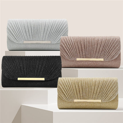 Elegant Night Clutch – Shimmering Evening Bag with Gold Closure – Available in Multiple Colors