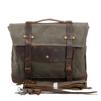 Vintage Motorcycle & Bicycle Bag – Water-Resistant Double Pannier with Leather Accents