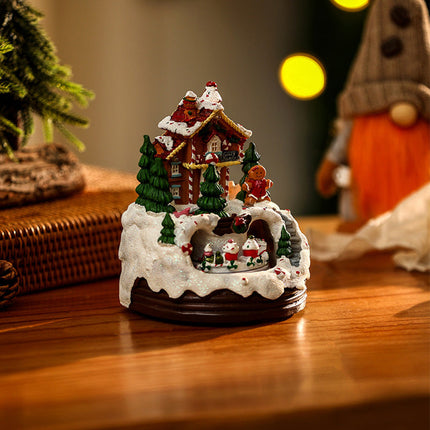 Christmas Snow Village House with LED Lights & Music – Animated Holiday Scene with Rotating Train