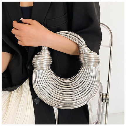 Unique Half-Moon Handbag – Black Vegan Leather Trendy Design