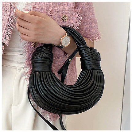 Unique Half-Moon Handbag – Black Vegan Leather Trendy Design