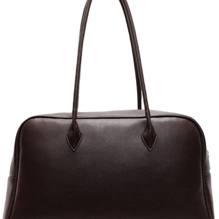 Classic Structured PU Leather Shoulder Bag for Women – Zippered Handbag with Top Handle and Detachable Strap