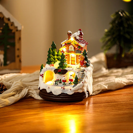 Christmas Snow Village House with LED Lights & Music – Animated Holiday Scene with Rotating Train