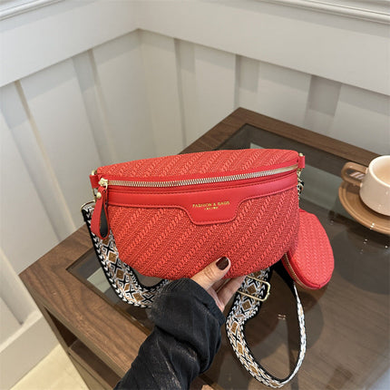 Boho Raffia Crossbody Fanny Pack with Mini Pouch – Adjustable Waist & Shoulder Bag for Women