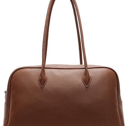 Classic Structured PU Leather Shoulder Bag for Women – Zippered Handbag with Top Handle and Detachable Strap