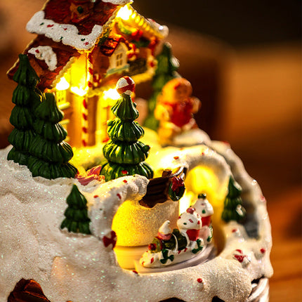 Christmas Snow Village House with LED Lights & Music – Animated Holiday Scene with Rotating Train