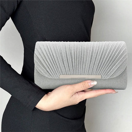 Elegant Night Clutch – Shimmering Evening Bag with Gold Closure – Available in Multiple Colors