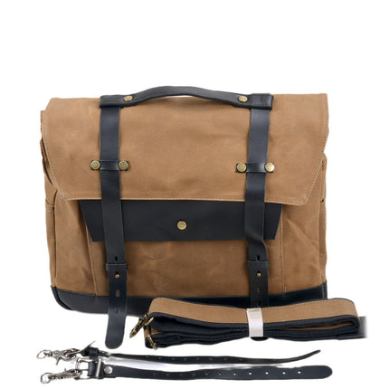 Vintage Motorcycle & Bicycle Bag – Water-Resistant Double Pannier with Leather Accents
