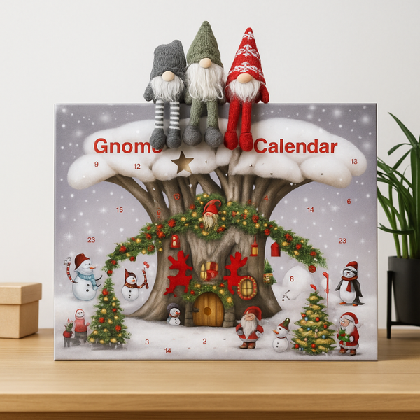 Advent Calendar with Christmas Gnomes – Plush Gnome Surprises for 24 Days of Holiday Fun (11.8" x 9.8")