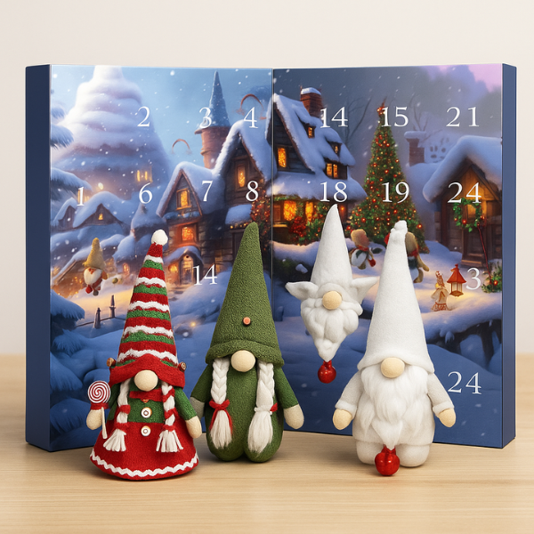 Advent Calendar with Christmas Gnomes – Plush Gnome Surprises for 24 Days of Holiday Fun (11.8" x 9.8")