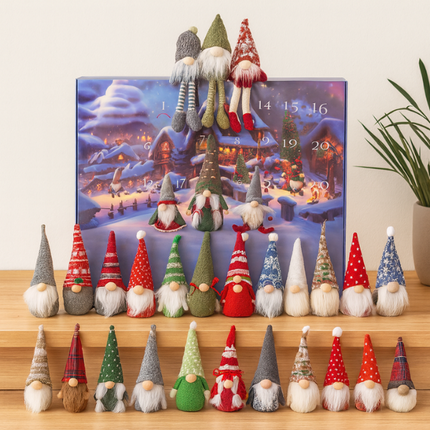 Advent Calendar with Christmas Gnomes – Plush Gnome Surprises for 24 Days of Holiday Fun (11.8" x 9.8")