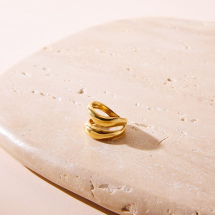 Minimalist Gold Double Band Ring – Women’s Stacking  Open Ring, Hypoallergenic Stainless Steel Jewelry