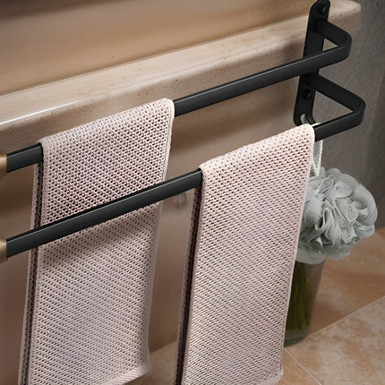 Space-Saving Wall Mounted Towel Rack – Modern Black Aluminum Bathroom Organizer (15.7"–23.6")