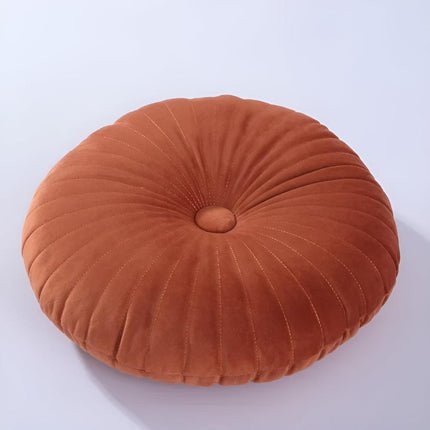 Round Velvet Decorative Cushion – Plush Pleated Throw Pillow in Multiple Trendy Colours